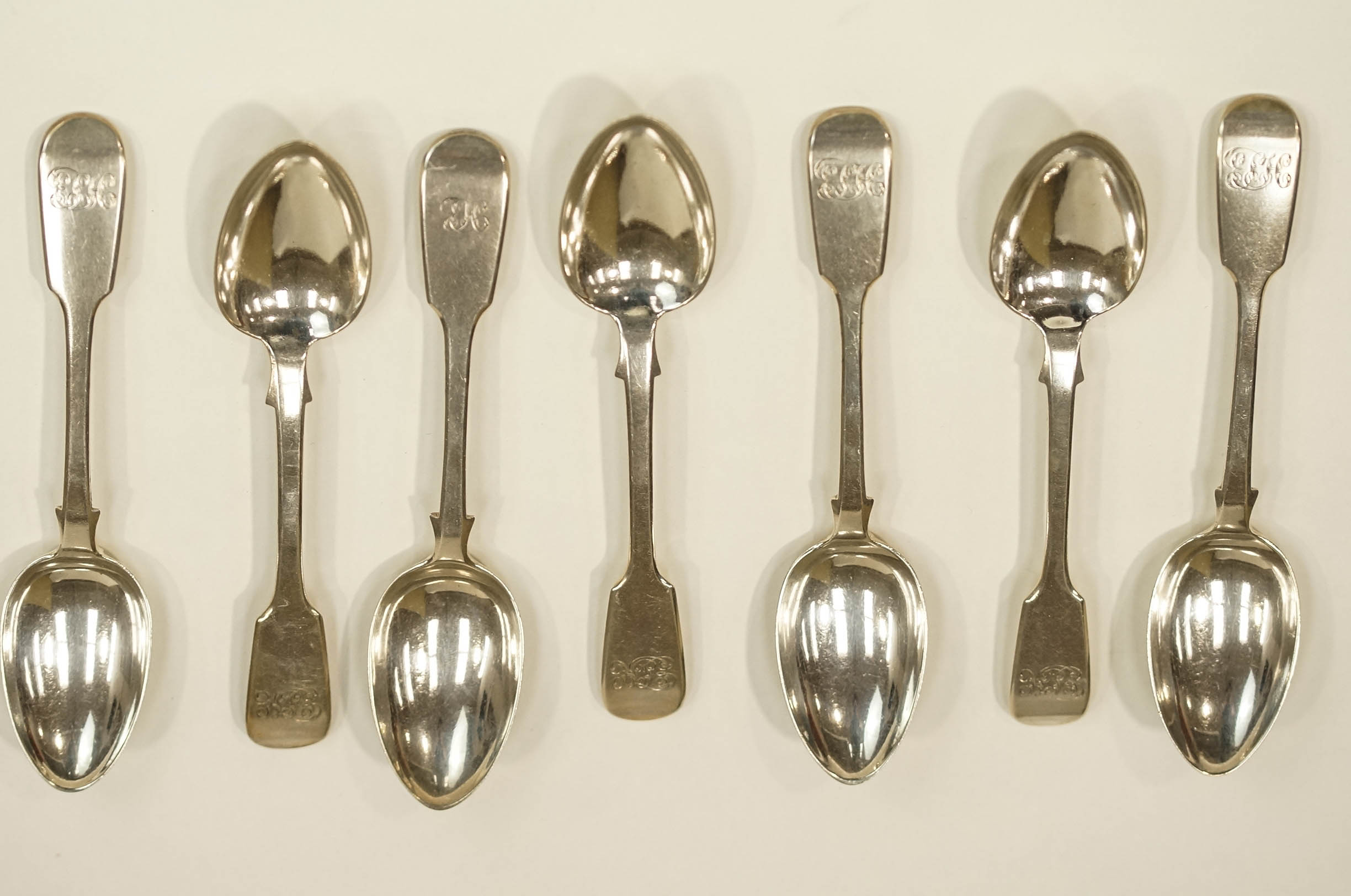 A matched set of six Victorian silver dessert spoons, by William Eley, London 1842/44, - Image 2 of 3