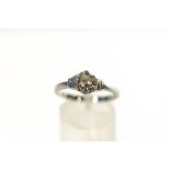 A diamond single stone platinum ring, the transitional cut calculated as weighing approximately 1.