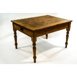 A Victorian pine kitchen table, with single drawer,