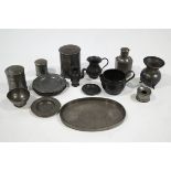 A collection of 20th century English, Continental and Chinese pewter tableware,