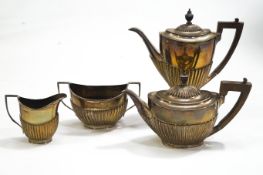 A four piece silver tea and coffee service, makers mark overstruck, Sheffield 1891,