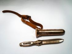 A Commemorative limited edition brass diver's knife and sheath, by Desco, numbered 113/200,