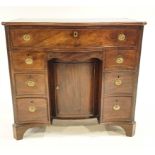 A 19th century mahogany serpentine kneehole desk, fitted with nine drawers and central cupboard,