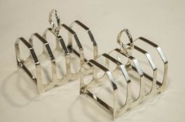 A matched pair of silver toast racks, by F.Bs. Ltd, Sheffield 1933/34, four division, 9.