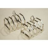 A matched pair of silver toast racks, by F.Bs. Ltd, Sheffield 1933/34, four division, 9.