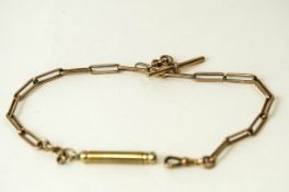 A 9 carat gold watch chain, of long links, 33 cm long, 27 g gross; with a S.