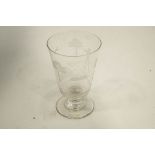 A 20th Century acid etched glass goblet, decorated with a hunting scene, by Royal Brierley, 23.