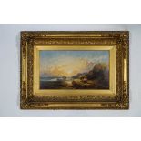 Joseph Horler (1809-1887) Coastal Scene with figures Oil on Panel signed lower left 29cm x 16cm