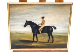 Manner of John Frederick Herring (1795 - 1865) A Racehorse with Jockey Up Oil on canvas 50cm x 41cm
