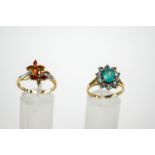 Two 9 carat gold stone set dress rings, 5.