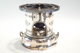 A silver plated burner, with pierced central body, stamped William Page, London,