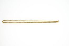 A 9 carat gold chain, of hollow rope links, 3.