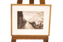 Michael Reynolds (1933 - 2008) Venetian Bridge Scene, Sepia watercolour,