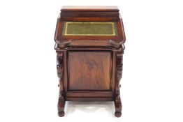 A reproduction mahogany Davenport, the lid with leather writing surface,