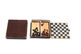 A miniature travel chess set,