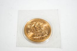 A gold half Sovereign, 2001, cased,