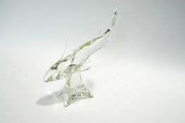 A modern Italian glass sculpture of a shark, signed Zanetti to the base,