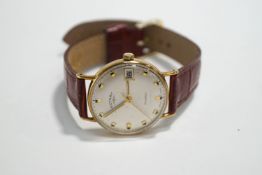 Rotary, a 9 carat gold gentleman's wrist watch, the circular white dial with glt batons, hands,