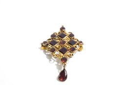 A Garnet brooch pendant, late 18th Century, probably Iberian,