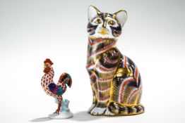 A Royal Crown Derby model of a seated cat,