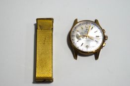 Ling, a gentelman's mechanical chronograph wrist watch, in gilded metal,