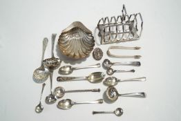 An Edwardian silver toast rack, by James Dixon & Sons,