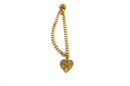 A 9 carat gold bracelet, of double curb links, with a 9 carat gold Mum charm attached, 8.