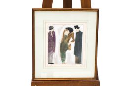 David Schneuer (1905 - 1988) Prostitute with Two Gentlemen Colour lithograph Signed and numbered