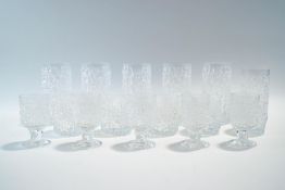 A quantity of Whitefriars Glacier drinking glasses, designed by Geoffrey Baxter,