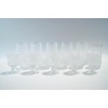 A quantity of Whitefriars Glacier drinking glasses, designed by Geoffrey Baxter,