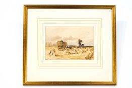 Style of Peter de Wint (1784-1849) harvesting scene Watercolour 22.