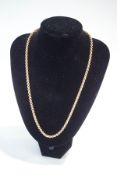 A 9 carat gold necklace, of hollow round belcher links, 60 cm long, 20.
