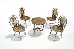 A set of continental silver filigree furniture, all with indistinctly tagged marks,
