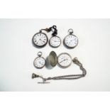 A collection of three pocket watches, two silver,