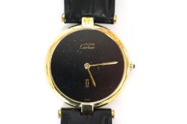 Must de Cartier, a gentleman's silver gilt quartz dress wristwatch,