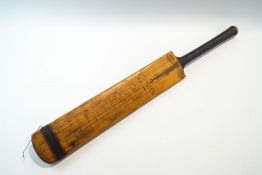 A 1935 Cricket Bat, owned by William Whysall of Notts, signed by S.