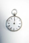 A silver fob watch, London 1885,
