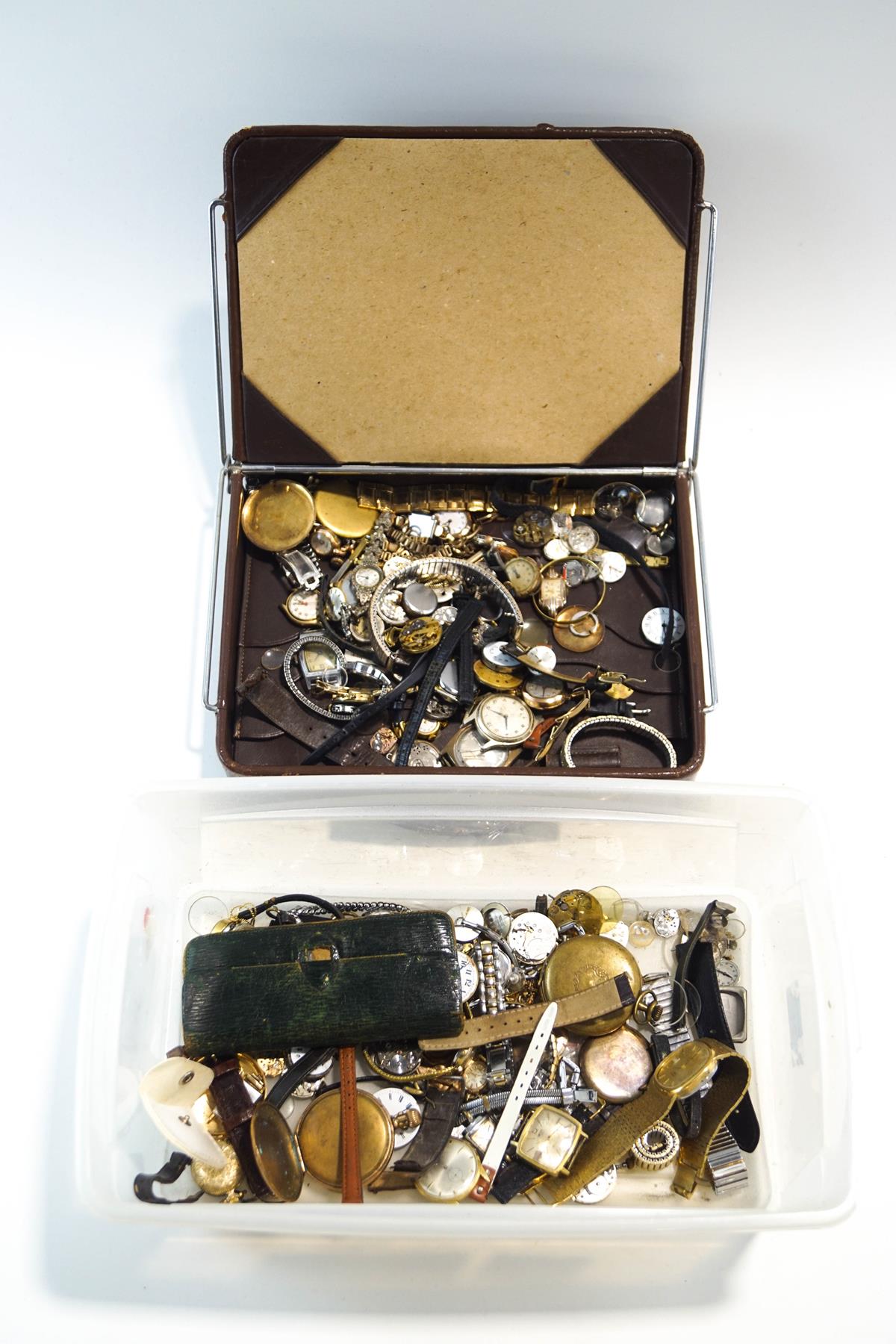 A quantity of watch parts and movements; wristwatches;