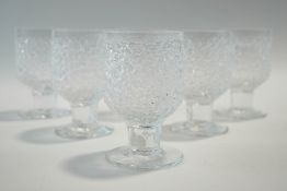 A set of six Whitefriars 'Everest' wine glasses,