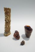 A miniature Chinese horn 'libation cup', 5.