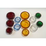 Twelve Whitefriars ashtrays with bubble inclusions,