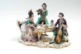 An early 20th Century Dresden musical group, with a gilled rim,