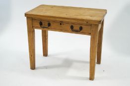 A Victorian pine side table, with single drawer,
