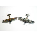 Two Dinky die-cast aeroplane models : Spitfire MKII,
