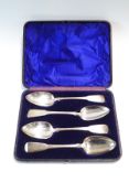 A set of four George III silver fiddle pattern table spoons, by John Kerschner, London 1809,