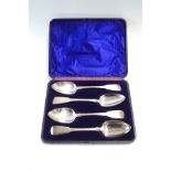 A set of four George III silver fiddle pattern table spoons, by John Kerschner, London 1809,