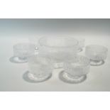 A Whitefriars seven piece fruit set, comprising one fruit serving bowl and six individual bowls,