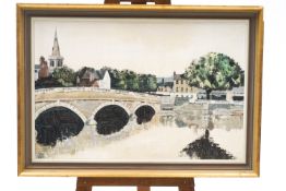 Walford (20th Century) Town with Bridge over a River Oil on board Signed lower left 89cm x 59cm