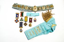 A large quantity of Masonic Lodge gilt metal and enamel medals,