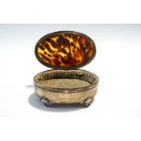 A silver and tortoise shell oval trinket box, by Mappin & Webb, Birmingham 1920,